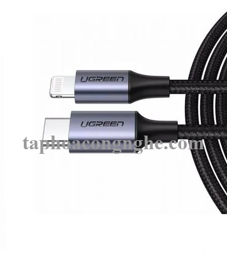 Ugreen 60757 0.5m cáp usb type c ra apple lightning bọc nhôm chống nhiễu màu đen US304 30060757